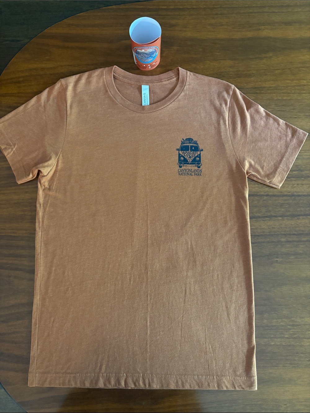 Bella Canvas Burnt Orange Short Sleeve Tee with Navy Graphic